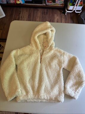 SO Kids Cream Plush Sherpa Hoodie Jacket